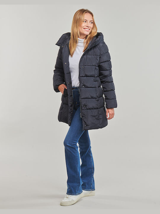 Only Women's Short Puffer Jacket for Winter Navy Blue