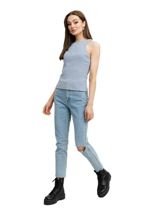 Rut & Circle Rut Femeie Fără mâneci Pulover Sleeveless Knitted Blouse - Light Blue