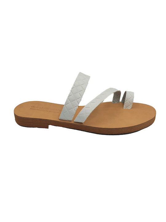 ByLeather Leather Women's Flat Sandals in White Color