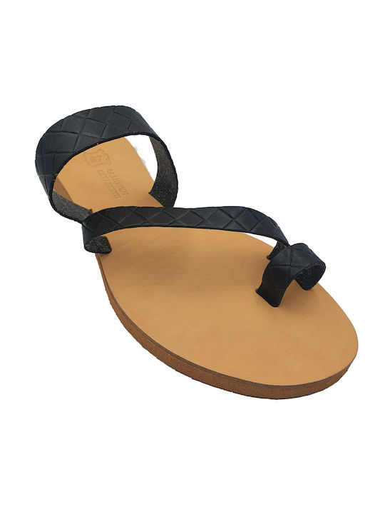 ByLeather Leather Women's Flat Sandals in Black Color