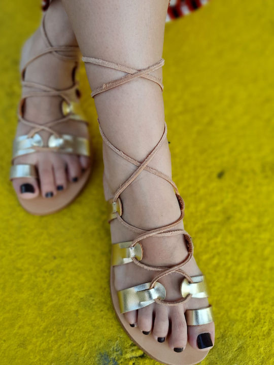 Sandale Casual Damă din Piele Aur