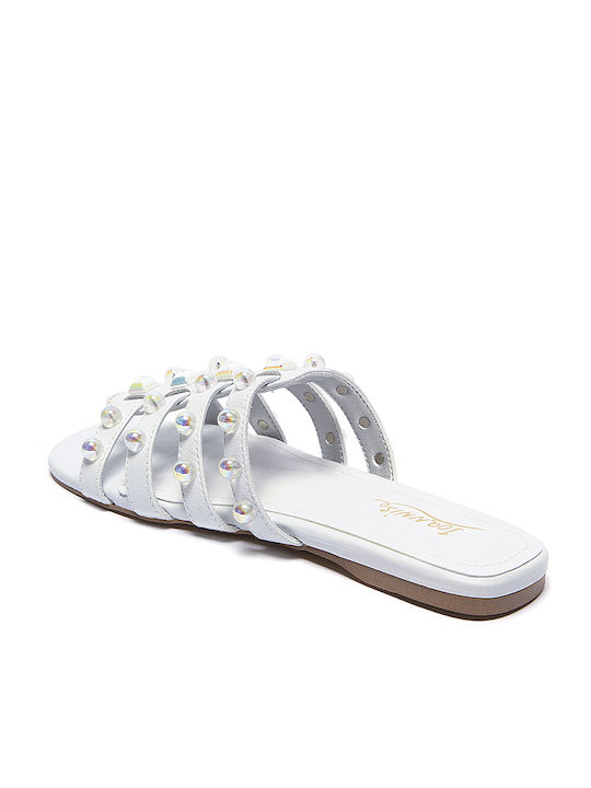 Keep Fred Leather Women's Flat Sandals in White Color