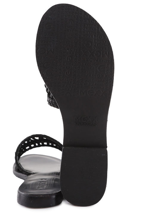 Mexx Leather Women's Flat Sandals in Black Color