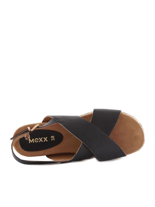 Δερμάτινα Γυναικεία Σανδάλια Flatforms Μαύρα