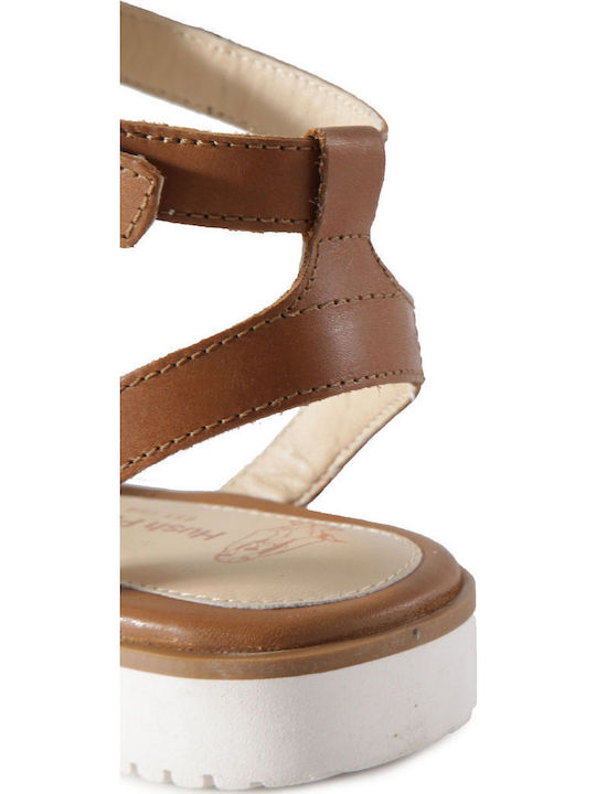 Briard Ring Tstrap Leather Women's Flat Sandals in Brown Color