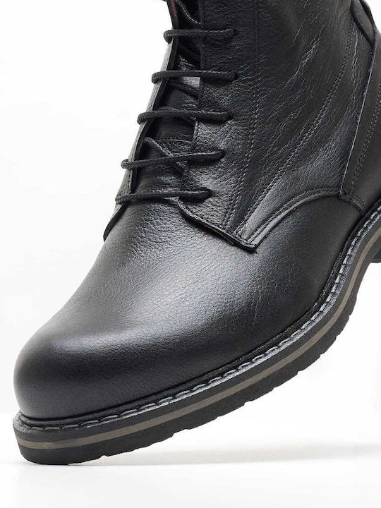 Damiani Men's Leather Military Boots Black