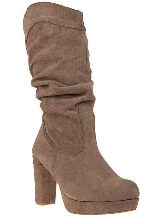 Stefania Wildleder Damenstiefel Beige