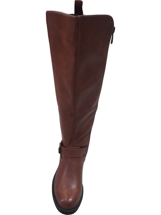 Damenstiefel mit Gummizug Tabac Braun