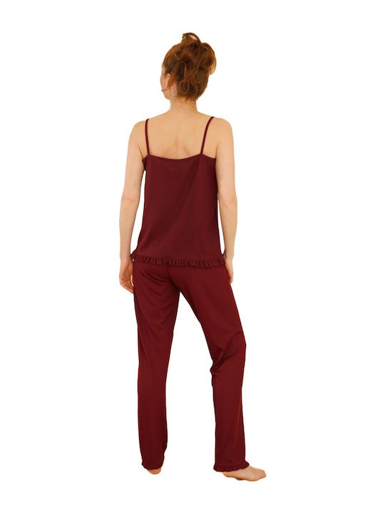 Sexen Winter Damen Pyjama-Set Bordeaux