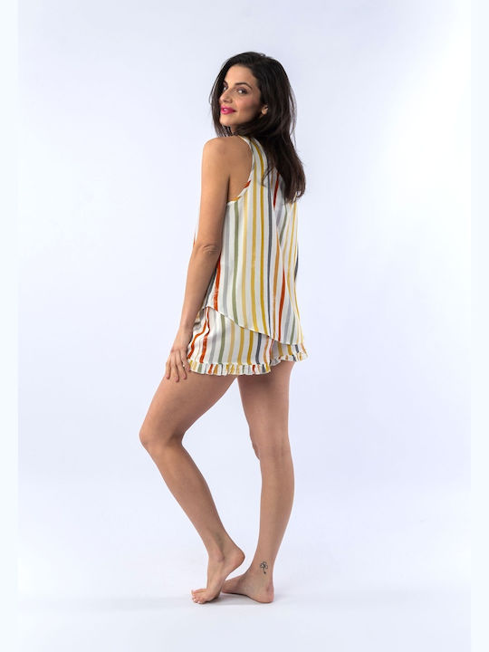 Sevim Χειμερινό Γυναικείο Σορτς Πιτζάμας Color Stripes