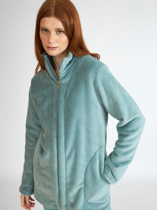 Harmony Winter Damen Vlies Pyjama-Jacke Mint