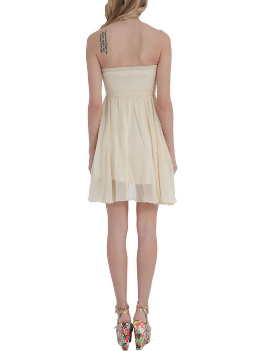 Summer Mini Dress for Wedding Christening Strapless Cream
