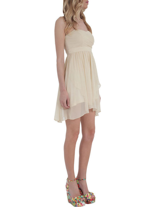 Summer Mini Dress for Wedding Christening Strapless Cream