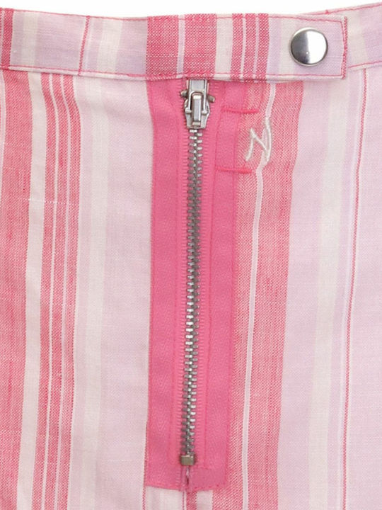 Denim High-waisted Skirt Pink