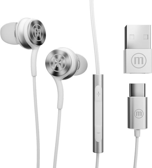Maxell XC1 In-ear Handsfree Ακουστικά με Βύσμα USB-C Λευκό