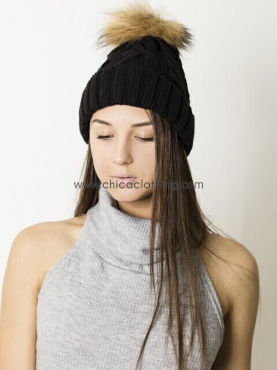 Beanie Unisex Beanie Gestrickt in Schwarz Farbe