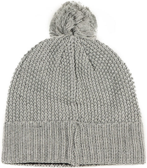 Pom Pom Beanie Unisex Fleece Beanie Knitted in Gray color