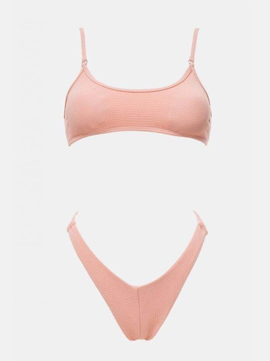 Sport Bikini-Set Sport-BH mit Abnehmbarer Verstärkung & Brasilien Hohe Taille Rosa