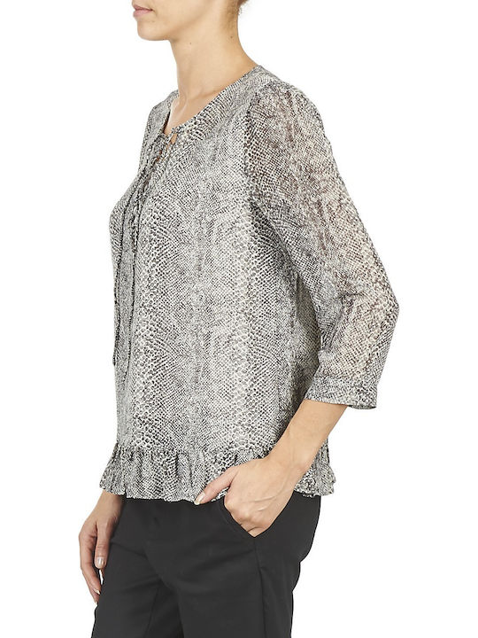 Damen Bluse mit 3/4 Ärmel Gray