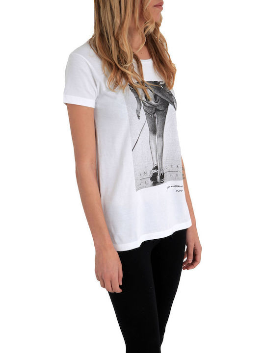 Women's T-shirt Polka Dot White