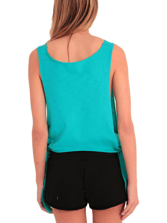 Women's Blouse Cotton Sleeveless Polka Dot Turquoise