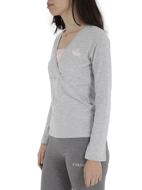 Banana Moon Damen Bluse Langärmelig Gray