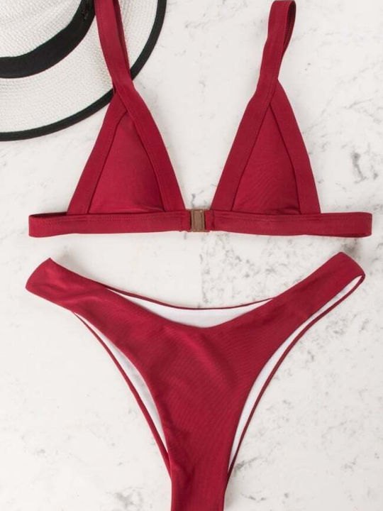 Set Bikini Triunghi Cu Burete Detașabil Burgundy