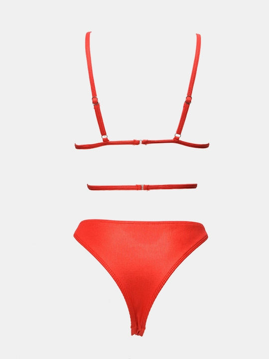 Set Bikini Dreieck mit Abnehmbarer Verstärkung & Brasilien Rot
