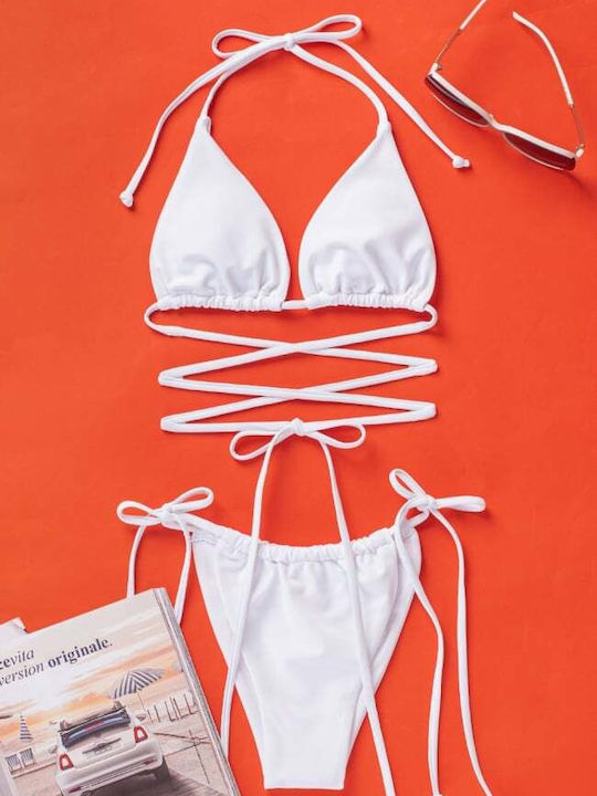 Set Bikini Dreieck mit Abnehmbarer Verstärkung Weiß