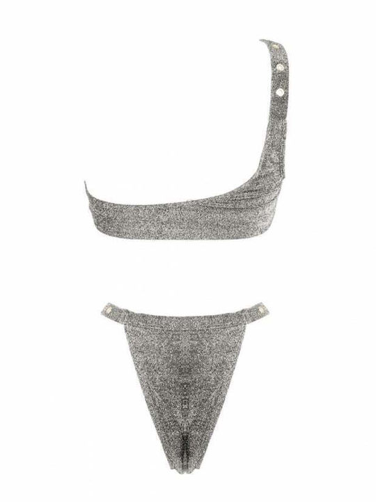 Set Bikini One Shoulder Silver