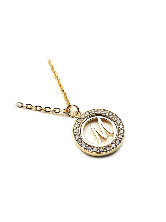 Personal Jewel Κολιέ Μονόγραμμα "Μ" από Επιχρυσωμένο Ασήμι με Ζιργκόν