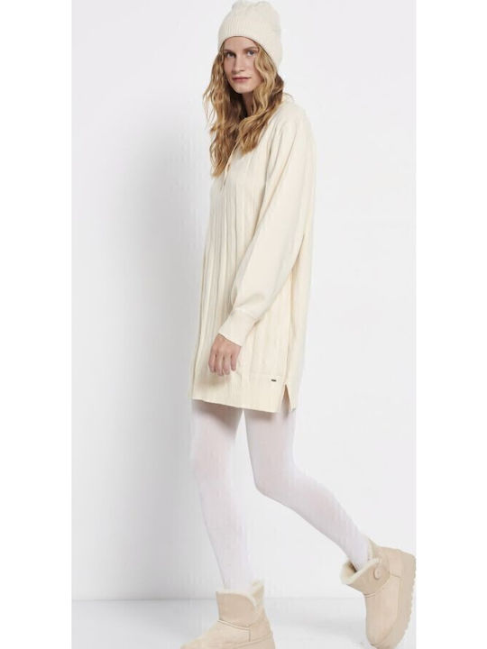 Women's Knitted Long Sleeve Dress Top Beige