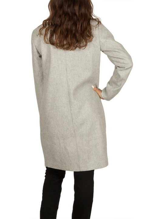 Вълна Дамско light grey Полупалто с копчета