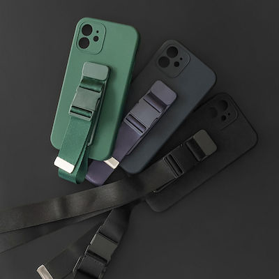 Hurtel Rope Back Cover Σιλικόνης με Λουράκι Μαύρο (iPhone 13 Pro)