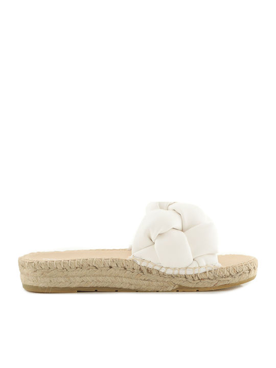 Leather Women's Flat Sandals in White Color