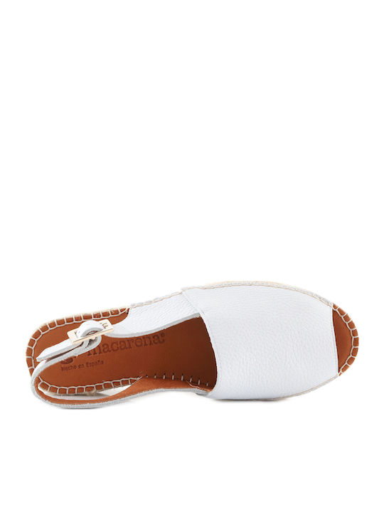 Leather Women's Flat Sandals Flatforms in White Color