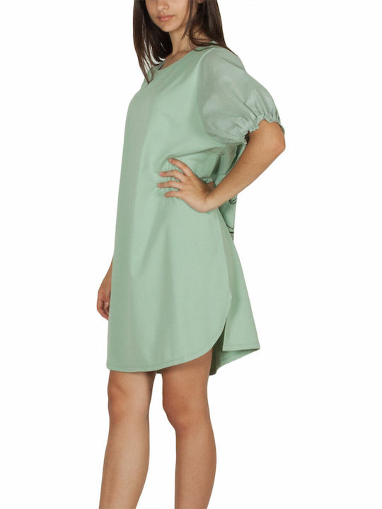 Migle + Me Women's Blouse Dress Short Sleeve Light green.