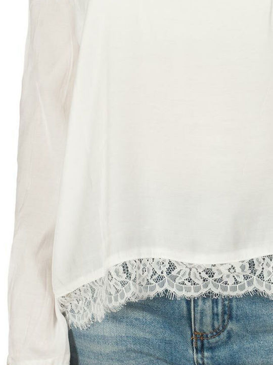 Γυναικεία Μπλούζα Off-Shoulder Μακρυμάνικη Λευκή.