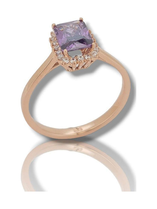 Mentzos Дамски Пръстен с Камъни от Розово злато 14K