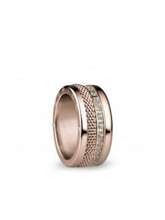 Bering Time Women's Gold Plated Steel Ring with Stone