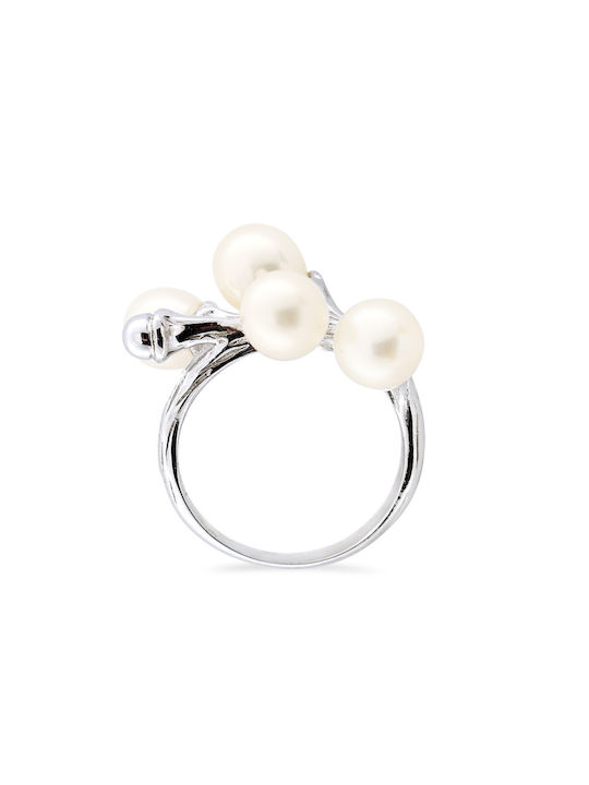 Margaritari Women's Silver Ring with Pearl