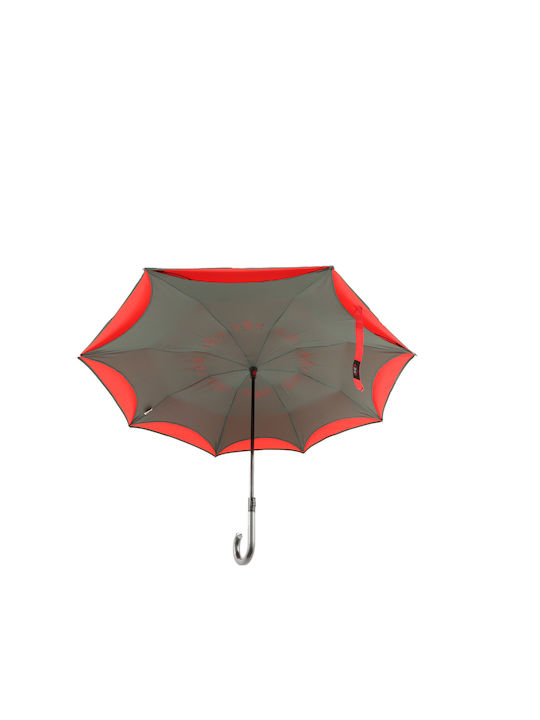 Emme Umbrellas Winddicht Regenschirm mit Gehstock Rot