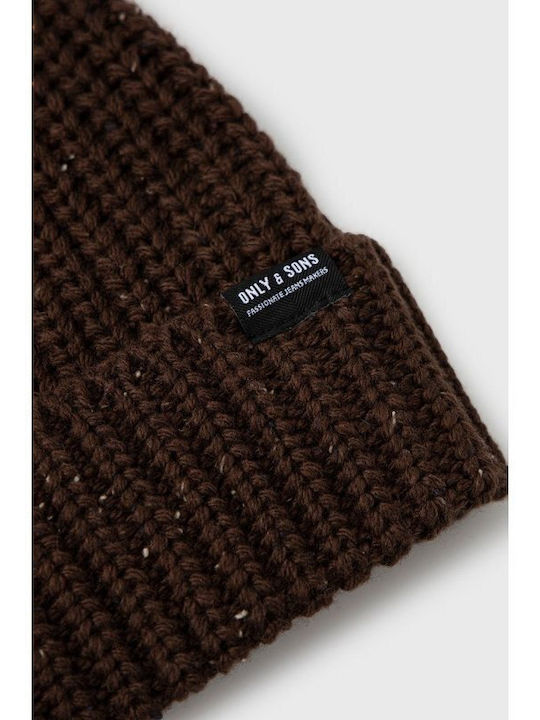 Beanie Ανδρικός Σκούφος Πλεκτός σε Καφέ χρώμα