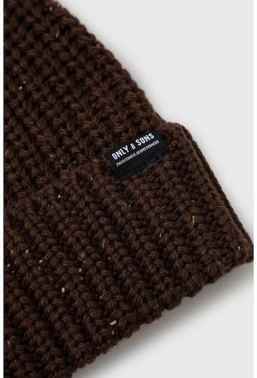 Beanie Männer Beanie Gestrickt in Braun Farbe