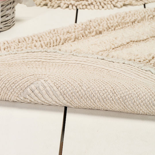 Mijolnir Non-Slip Bath Mats Set Cotton Oval Ecru 2pcs
