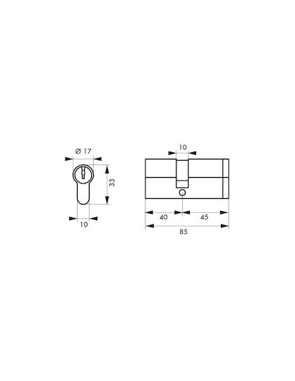 Thirard Lock Cylinder Security 85mm (40-45) with 3 Keys Silver