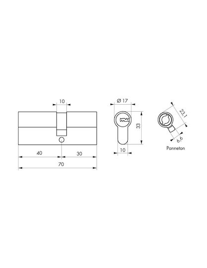 Thirard Lock Cylinder Security 70mm (40-30) with 4 Keys Silver