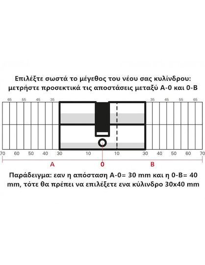 Thirard Lock Cylinder Security 70mm (35-35) with 3 Keys Silver