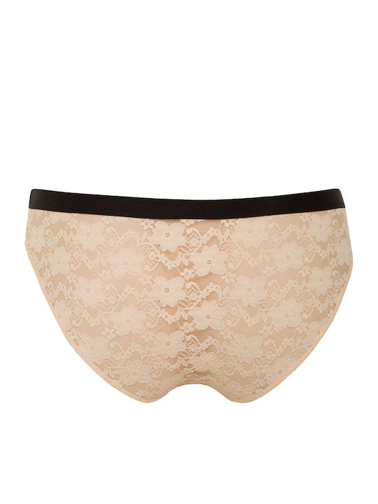 Femeie Slip cu Dantelă Bej