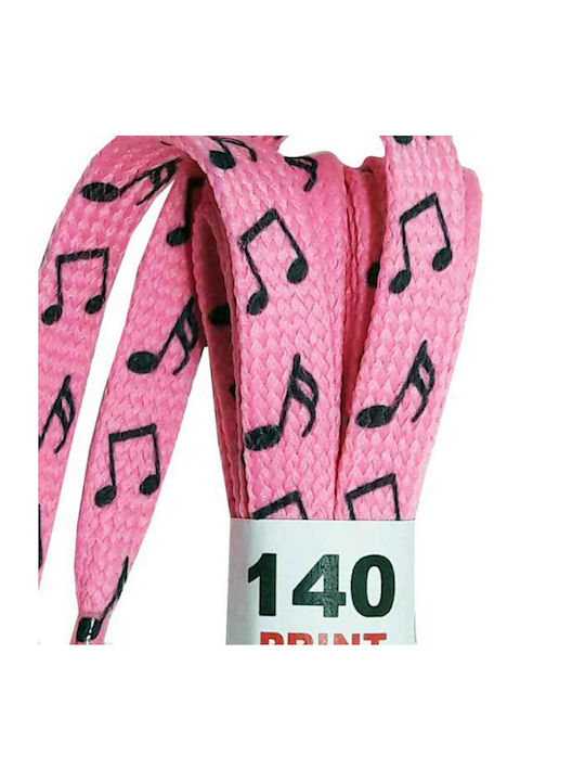 Tobby Shoelaces Elastic Notes Pink 2pcs 140cm